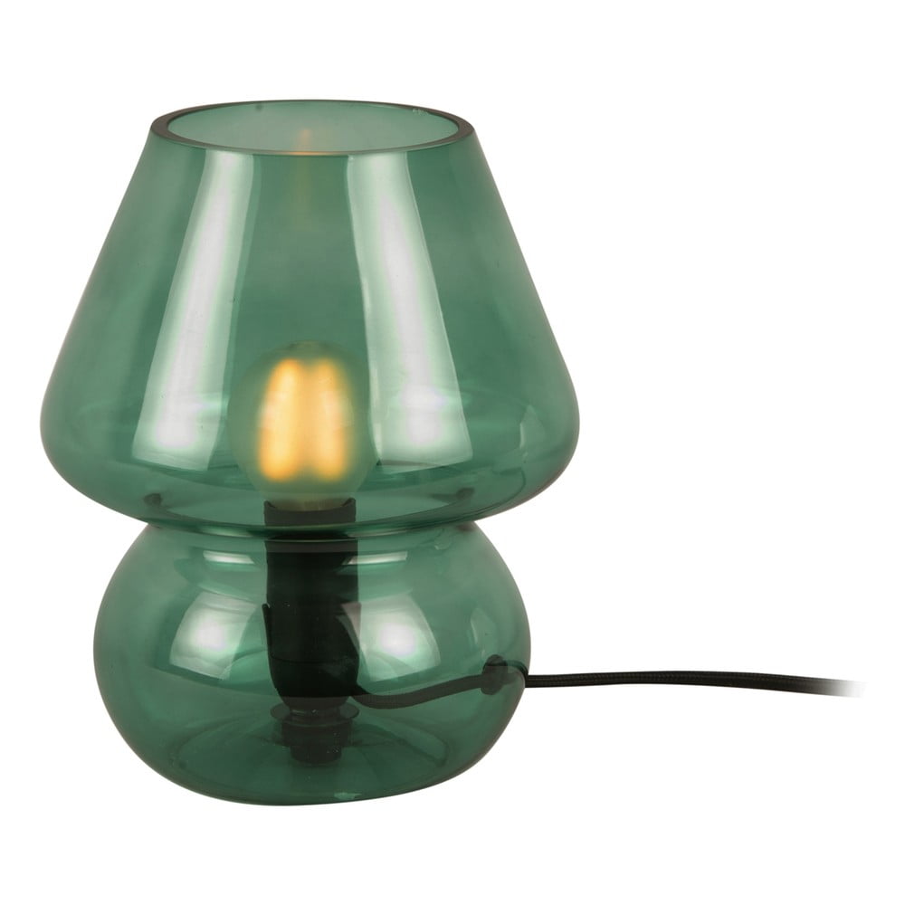 Tmavě zelená skleněná stolní lampa Leitmotiv Glass, výška 18 cm