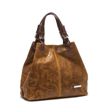 Poșetă din piele luisa vannini python cognac