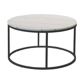 Măsuță auxiliară rge accent, blat din marmură și structură în culoarea alamei, ⌀ 85 cm