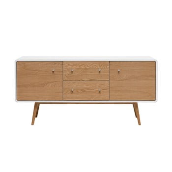 Comodă joasă din lemn de stejar alb unique furniture turin