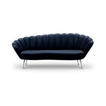 Canapea asimetrică cu tapițerie de catifea interieur 86 varenne, 224 cm, albastru închis