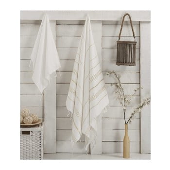 Set 2 prosoape hammam sultan white gold
