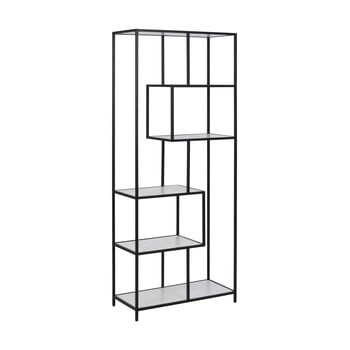 Bibliotecă metalică cu rafturi albe actona seaford, negru mat