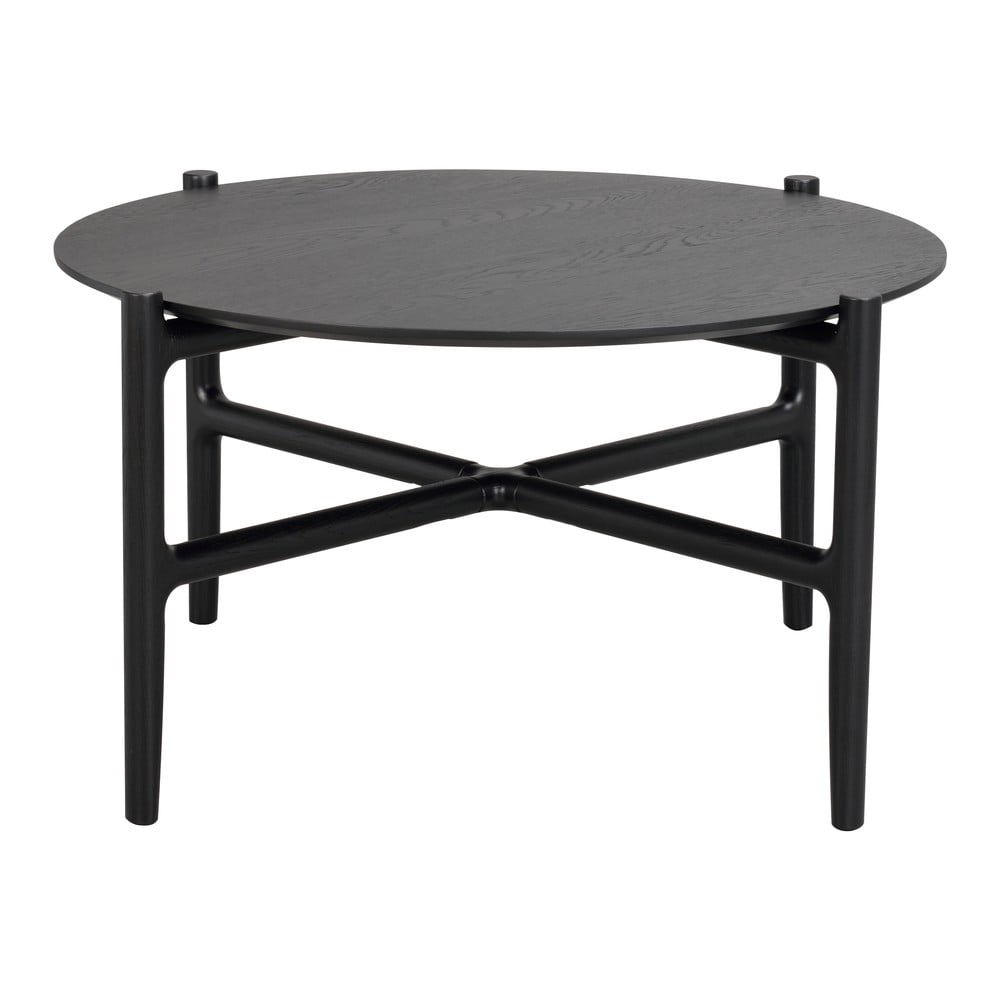 Černý odkládací stolek z dubového dřeva Rowico Holton, ø 80 cm