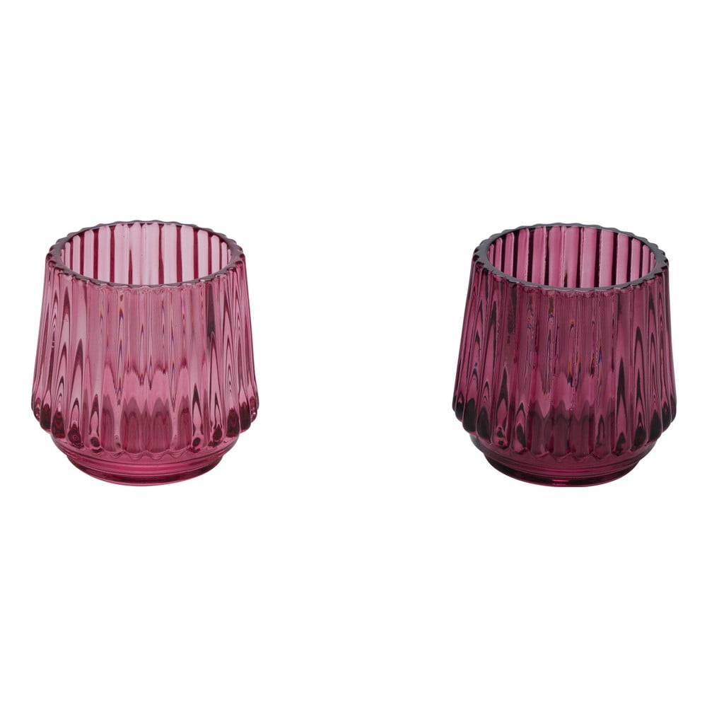 Sada 2 růžových skleněných svícnů na čajovou svíčku Ego Dekor, ø 7 cm