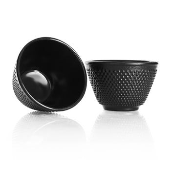 Set 2 cești din fontă pentru ceainic bambum turne, 50 ml, negru