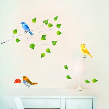 Autocolant refolosibil Birds Branch, 47x26 cm