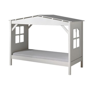 Pat în formă de casă pentru copii vipack pino cabin, 90 x 200 cm, alb