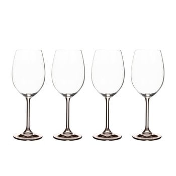 Set 4 pahare pentru vin din cristal bitz fluidum, 450 ml, gri