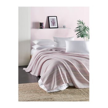 Cuvertură subțire matlasată pentru pat de o persoană Runino Carrie, 160 x 220 cm, roz - galben