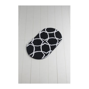 Covor baie waves hexagon, 100 x 60 cm, negru - alb