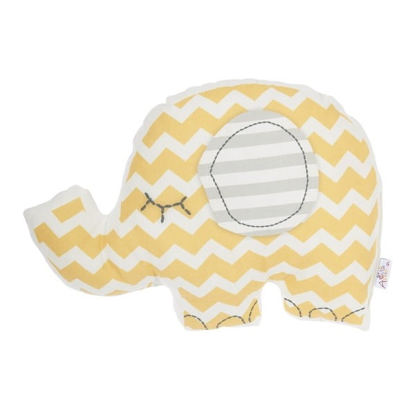 Žlutý dětský polštářek s příměsí bavlny Apolena Pillow Toy Elephant, 34 x 24 cm