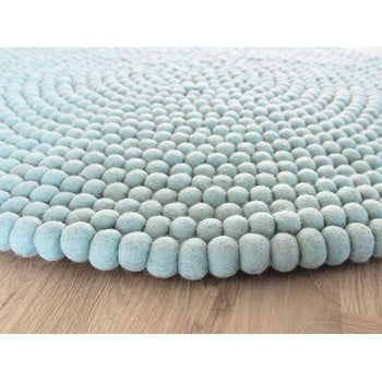 Covor cu bile din lână wooldot ball rugs, ⌀ 90 cm, albastru pastelat