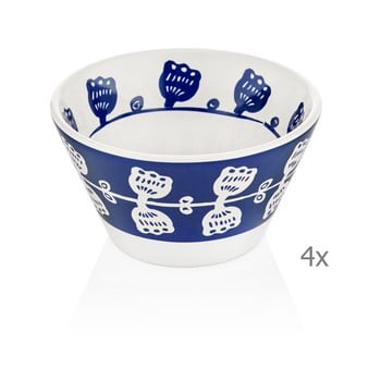 Set 4 boluri din porțelan mia bloom, ⌀ 10 cm, alb - albastru