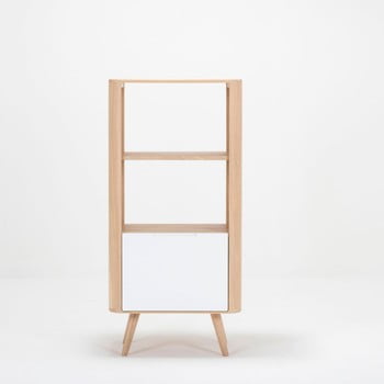 Bibliotecă din lemn de stejar gazzda ena, 60 x 42 x 125 cm