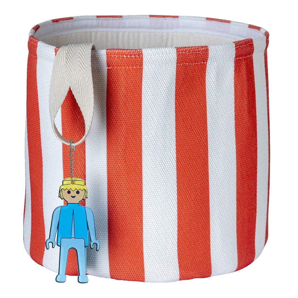 Červený látkový dětský koš na hračky ø 30x28 cm Stripes – Playmobil