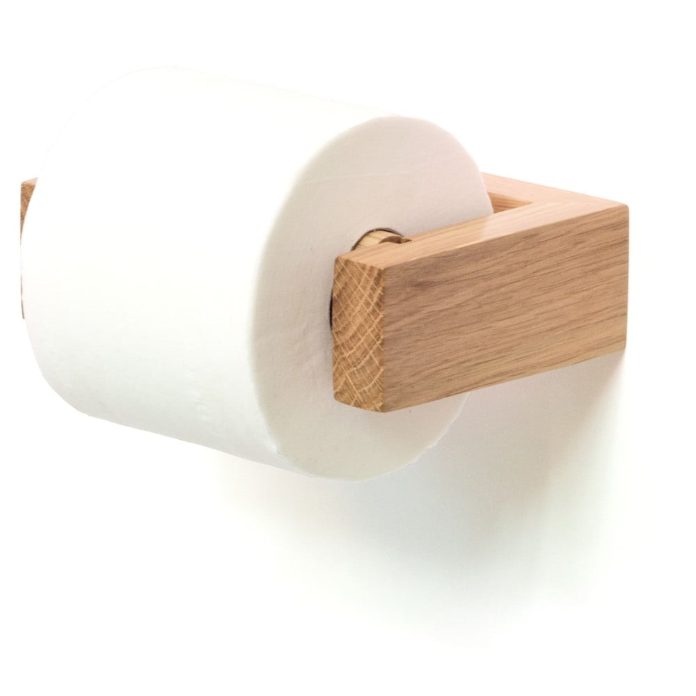 Nástěnný držák na toaletní papír z dubového dřeva Wireworks Mezza