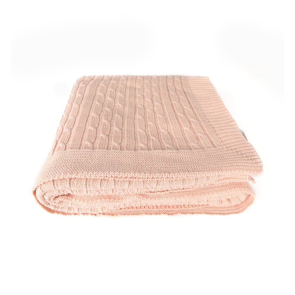Růžová bavlněná deka Homemania Decor Colma, 130 x 170 cm
