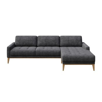 Colțar cu șezlong pe partea dreaptă mesonica musso tufted, gri închis