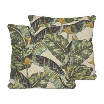Față de pernă reversibilă din amestec de in madre selva banana palm, 45 x 45 cm