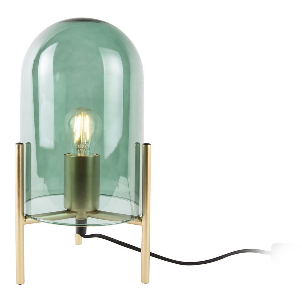 Zelená skleněná stolní lampa Leitmotiv Bell, výška 30 cm