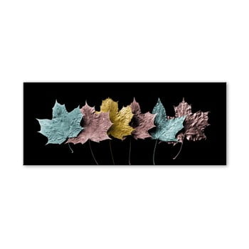 Tablou styler glas pastell leafes, 50 x 125 cm