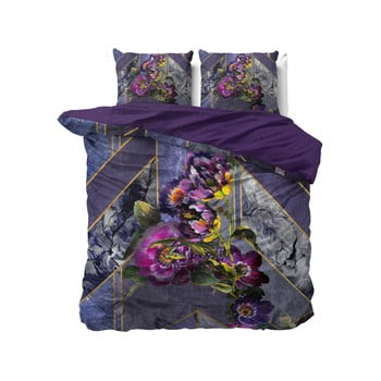 Lenjerie de pat din bumbac satinat, pentru pat dublu DH Satin Wild Kannieta Purple, 200 x 200 cm