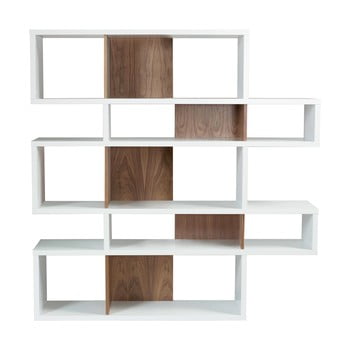 Bibliotecă cu detalii maro închis temahome london, înălțime 160 cm, alb