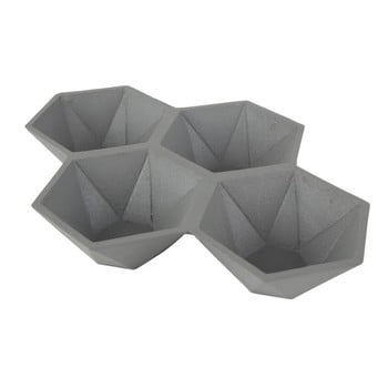Tavă cu 4 compartimente zuiver hexagon, gri