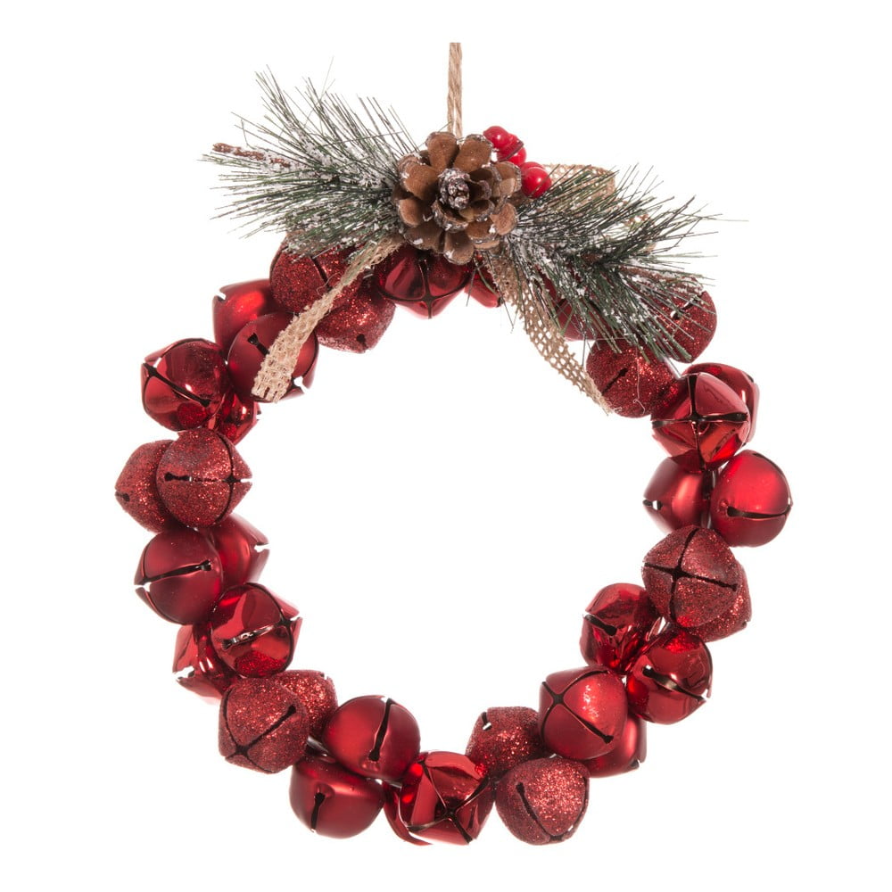 Závěsný vánoční věnec v červené barvě Unimasa Crown