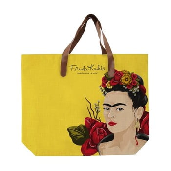 Geantă din pânză madre selva frida roses, 55 x 40 cm, galben