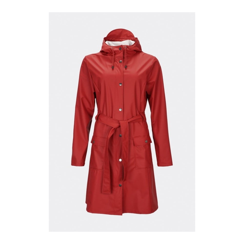 Tmavě červený dámský plášť s vysokou voděodolností Rains Curve Jacket, velikost XS / S