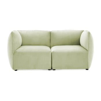 Canapea modulară cu 2 locuri vivonita velvet cube, verde deschis