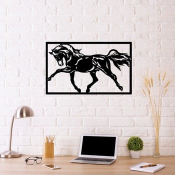Decorațiune metalică de perete horse two, 70 x 50 cm, negru