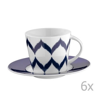 Set 6 căni din porțelan pentru ceai cu farfurioară mertios, 200 ml