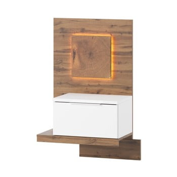 Noptieră în decor de lemn cu iluminat szynaka meble livorno, alb, partea dreaptă