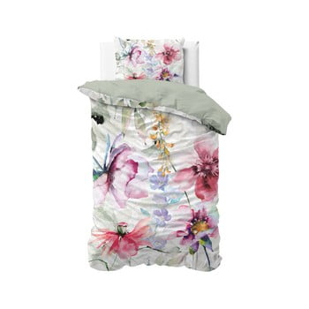 Lenjerie de pat din bumbac, pentru pat de o persoană Dreamhouse Water Flowers Multi, 140 x 200 cm