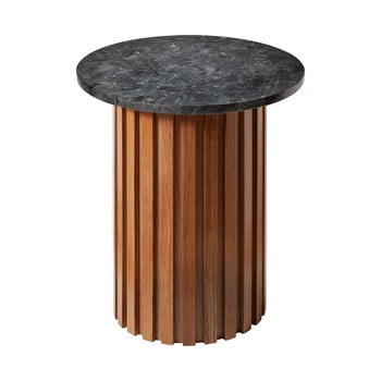 Masă cu structură din stejar rge moon, ⌀ 50 cm, negru