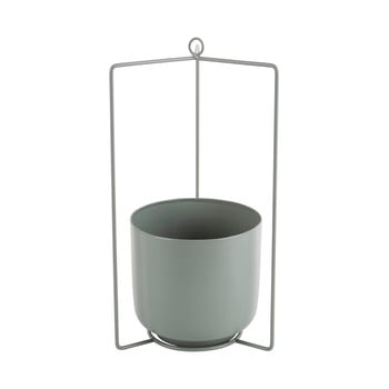 Ghiveci suspendat din metal pt living spatial, înălțime  36 cm, verde