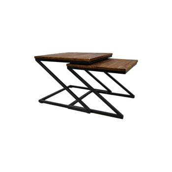 Set 2 mese auxiliare cu blat din lemn exotic hms collection taylor, înălțime 45 cm