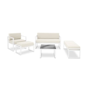 Set mobilier de grădină potrivit pentru 6 persoane calme jardin nicea, bej - alb