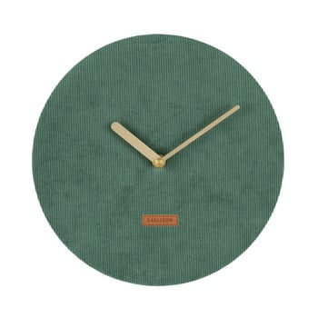 Ceas de perete din catifea karlsson corduroy, ⌀ 25 cm, verde