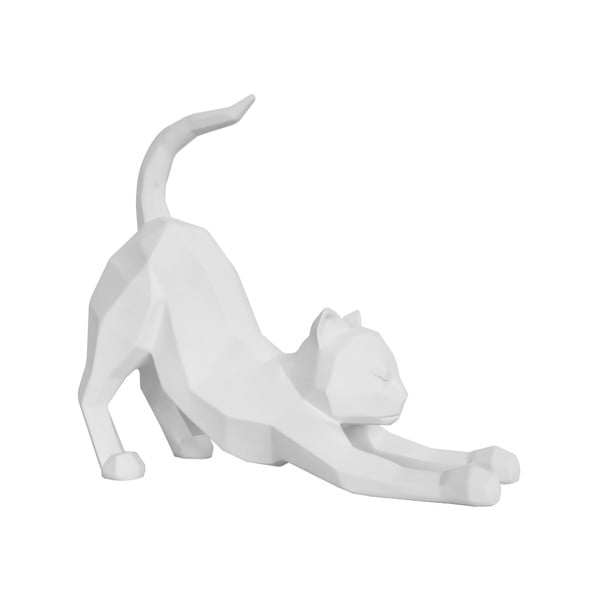 Matně bílá soška PT LIVING Origami Stretching Cat, výška 30,5 cm