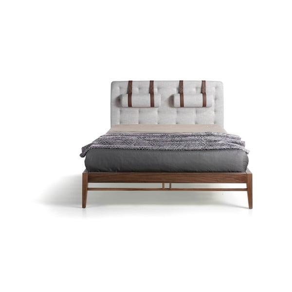 Dvoulůžková postel s nohami z ořechového dřeva Ángel Cerdá Olivia, 150 x 200 cm