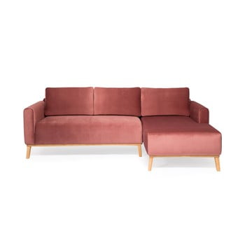 Canapea cu 3 locuri pe partea dreaptă Vivonita Milton Trend, roz pudră