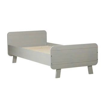 Pat din lemn masiv de pin woood sammie, 95 x 205 cm, gri