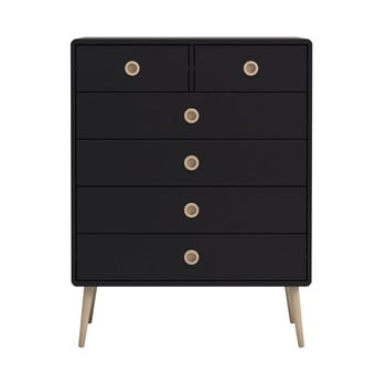 Comodă cu 6 sertare steens soft line, negru