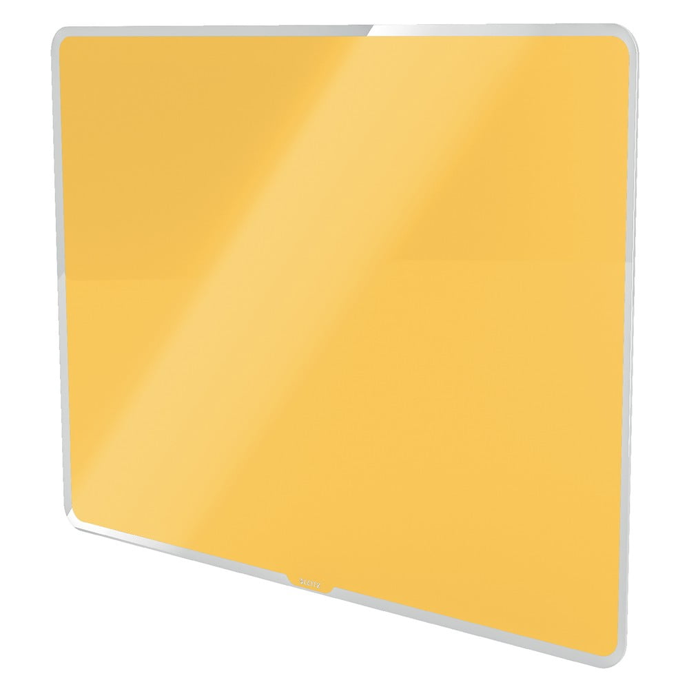 Žlutá skleněná magnetická tabule Leitz Cosy, 80 x 60 cm