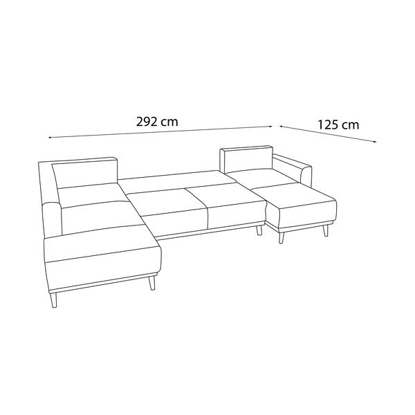 Šedá rohová rozkládací pohovka s lenoškou Bobochic Paris Panoramique XXL Mola, pravý roh