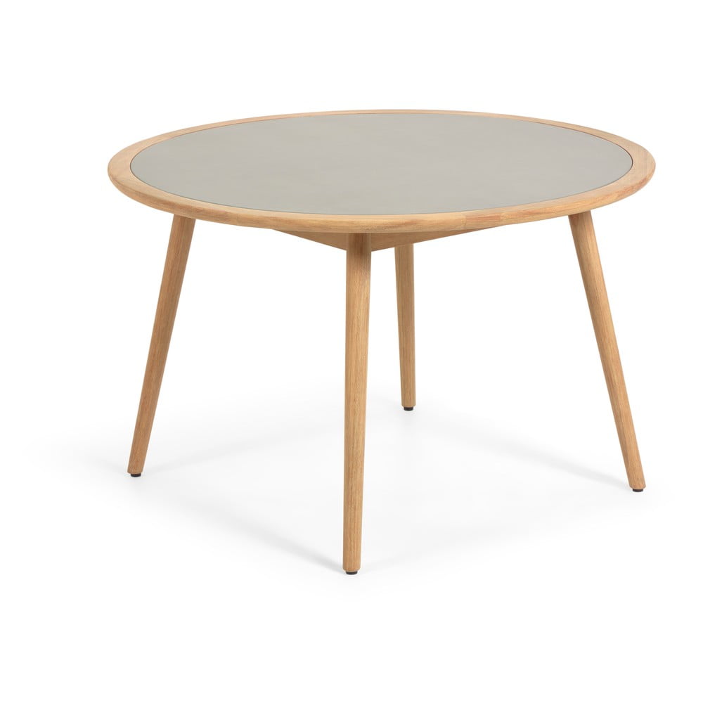 Zahradní stůl z eukalyptového dřeva s betonovou deskou Kave Home Glynis Nina, ⌀ 120 cm